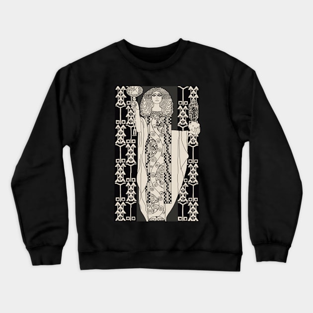 Art Nouveau Lady 3 (cream on black) Crewneck Sweatshirt by Soth Studio